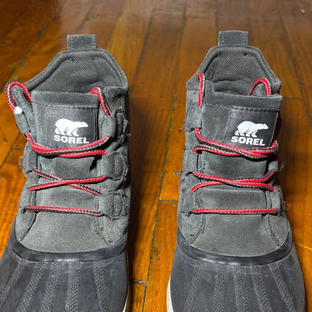 Sorel Kids Boots - Dark Gray with Red Accents